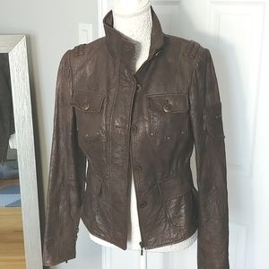 Aviator style Danier Leather Brown  jacket NWOT